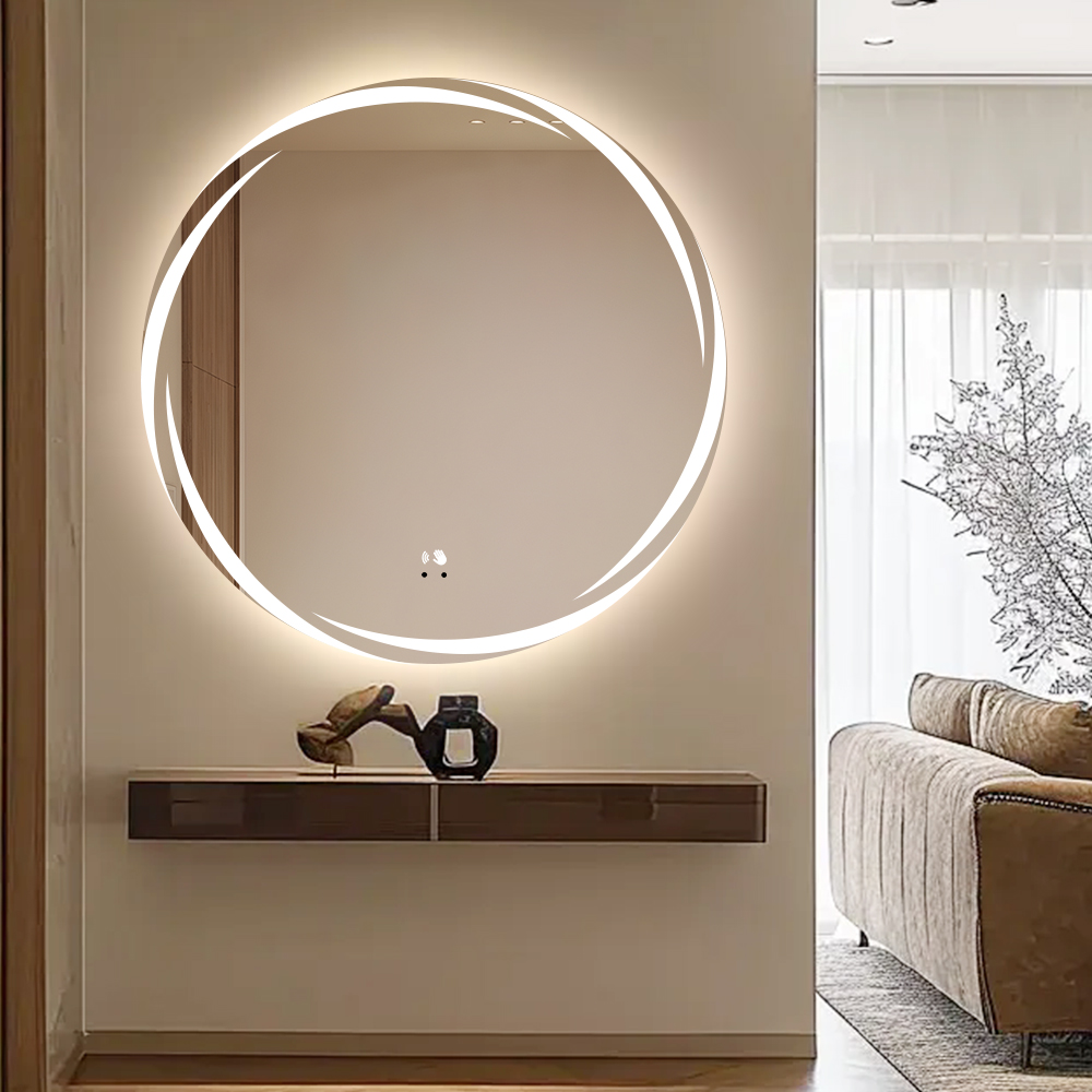 Customizable Circular LED Bathroom Mirror with Flexible Sizes, Anti-Fog & 360° Backlighting