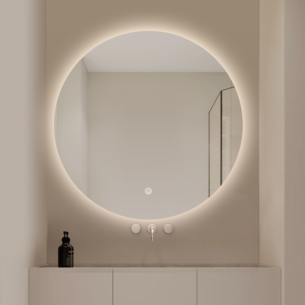 Round Backlit LED Bathroom Mirror with 3-Color Dimming & Multiple Diameter Options