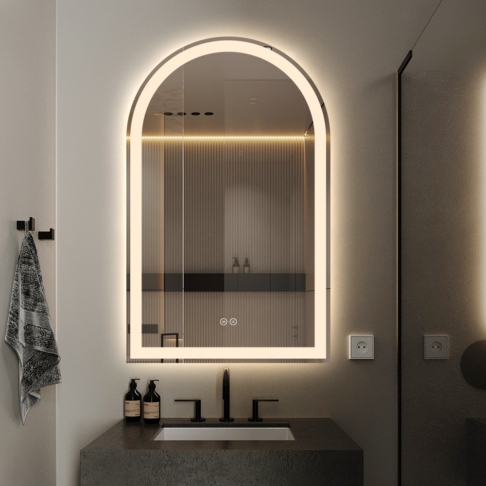 Arched LED Bathroom Mirror with Demister & Dimmable Light