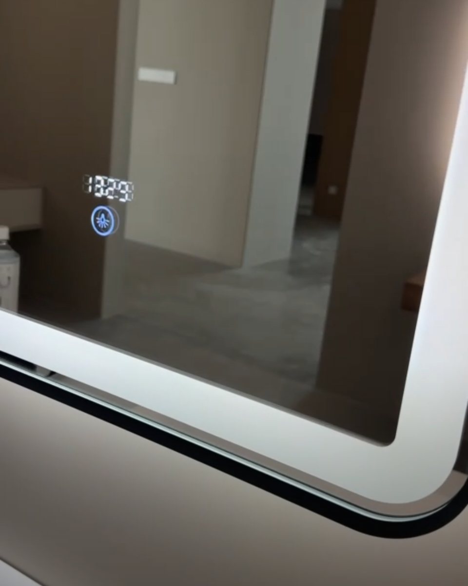 Matte Black Aluminum-Framed LED Bathroom Mirror | Anti-Fog