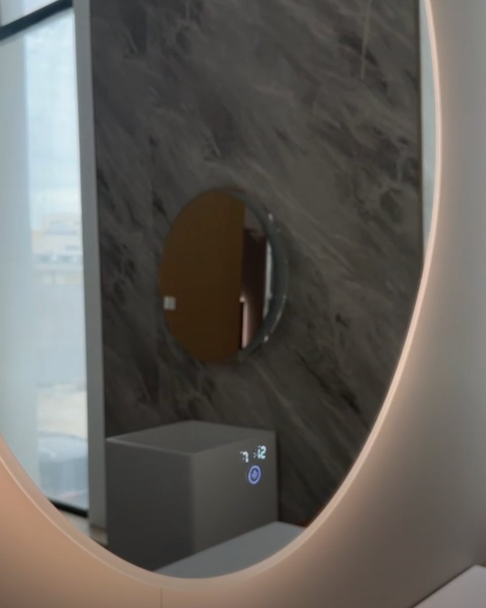 Frameless Oval Backlit LED Bathroom Mirror | Touch Control & Digital Display