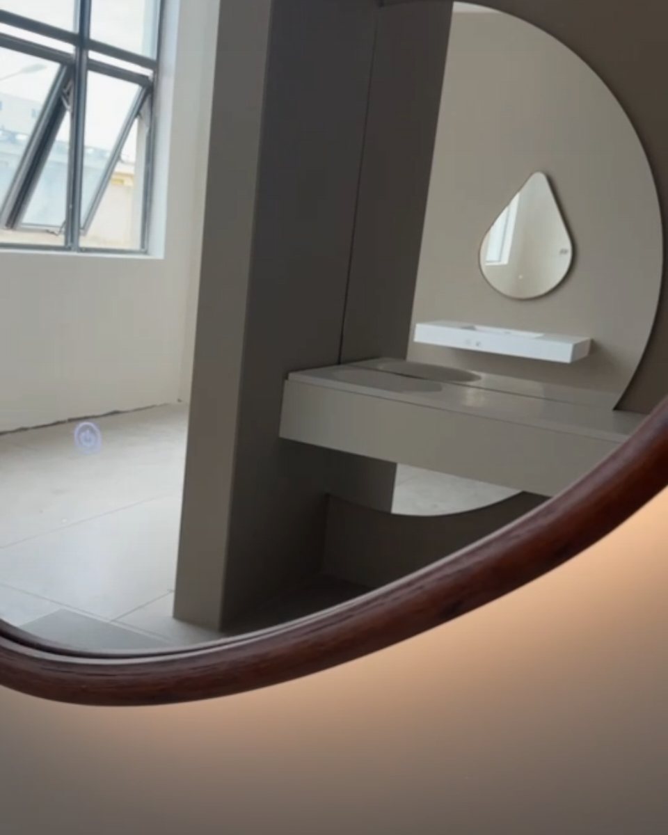 Irregular Wood-Framed Backlit LED Bathroom Mirror | Touch Control