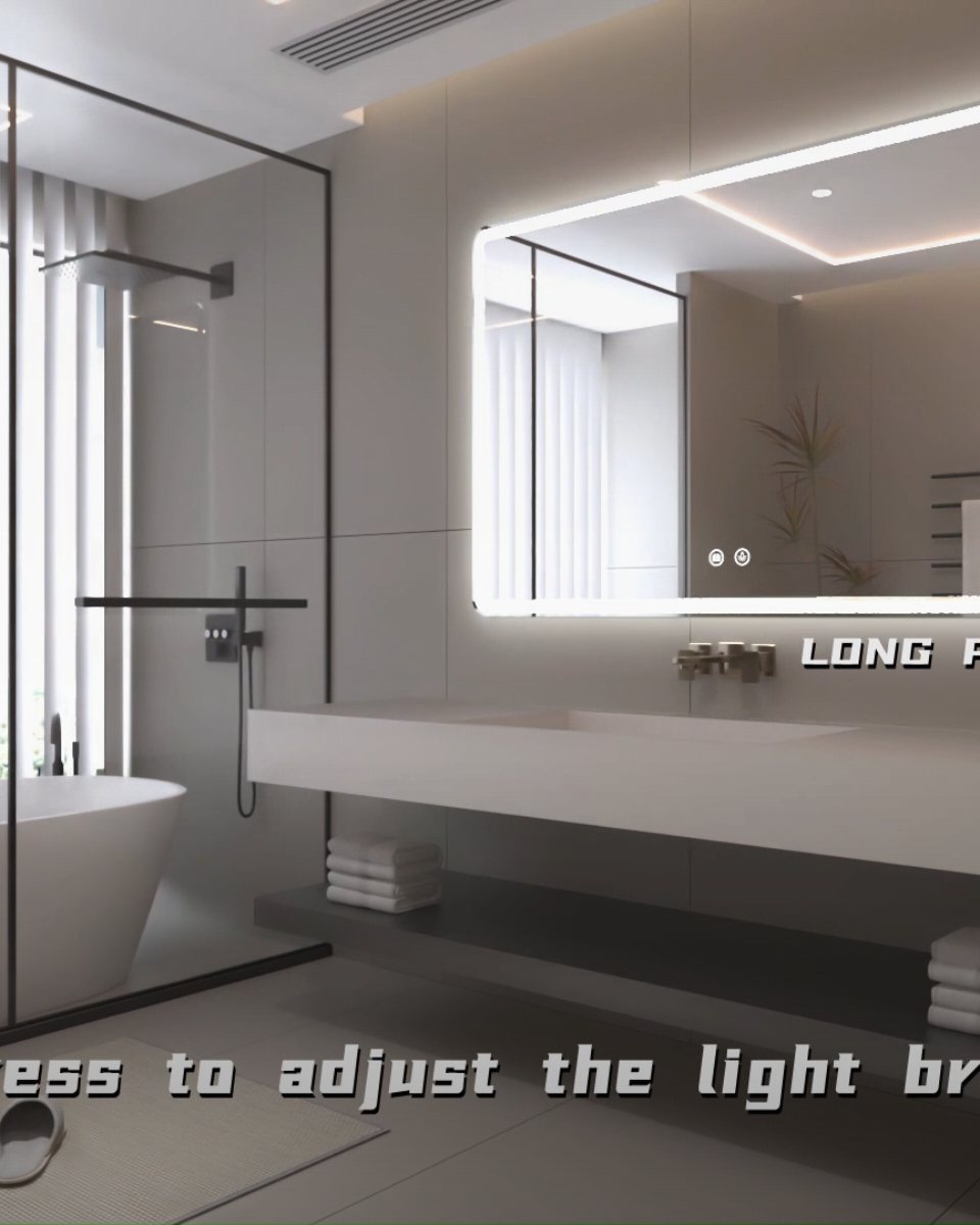 Seamless White Aluminum-Framed LED Vanity Mirror | Touch Sensor